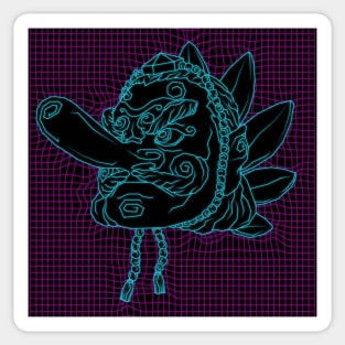 Aesthetic Synthwave Neon Blue Tengu Sticker